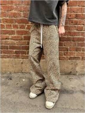 Azva Relaxed Fit Beige Speckle Drawstring Pants